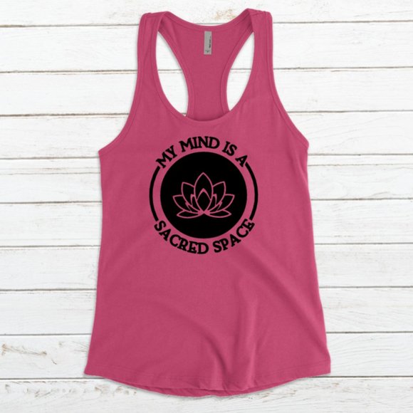 Racerback Tank Top Yoga Hot Pink S M L XL - Picture 3 of 4